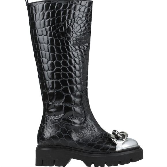 No. 21 Croc embossed black platform knee boots size US 9 EUR 39 - Picture 2 of 6